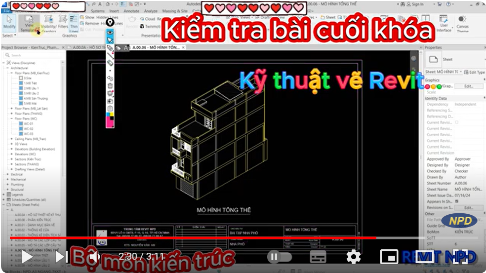 Bài tập cuối khóa lớp Revit Kiến trúc "3 trong 1"